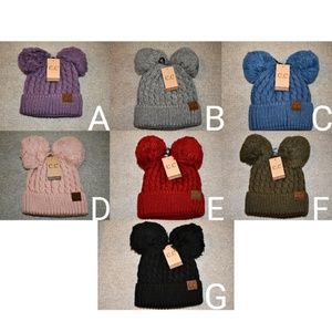 C.C Beanies Solid Double Pom